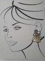 VINTAGE CLIP BUTTON EARRINGS GOLD & CLEAR ACRYLIC CRYSTALS CLUSTERS