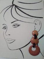 VINTAGE CLIP CHANDELIER MOD STYLE EARRINGS 3 CINNAMON HOOPS W/ BLK CONNECTORS