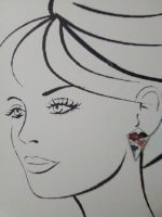 VINTAGE CLIP EARRINGS BUTTON STYLE DIAMOND SHAPE FAUX ORIENTAL CLOISONNE ENAMEL