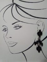 VINTAGE FASHION CLIP EARRINGS BLACK MARQUIS GEMS & RHINESTONE CHANDELIERS