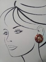 VINTAGE FASHION CLIP BUTTON EARRINGS COGNAC ENAMELLED GOLDEN ORIENTAL CENTER