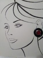 VINTAGE FASHION CLIP BUTTON EARRINGS RED CENTER GOLDEN ACCENT BLACK FRAME