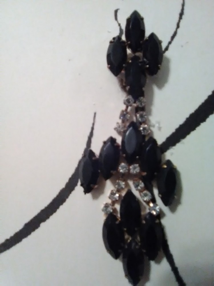 VINTAGE FASHION CLIP EARRINGS BLACK MARQUIS GEMS & RHINESTONE CHANDELIERS