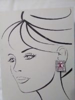 VINTAGE FASHION CLIP EARRINGS FAUX PINK KUNZITE IN A DOUBLE RHINESTONE FRAME