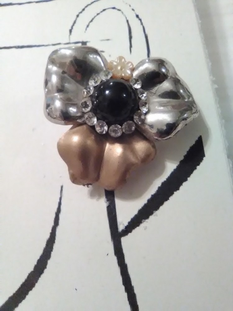 VINTAGE FASHION CLIP EARRINGS GOLDEN RESIN FLOWERS MULTIGEM PETALS