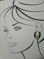VINTAGE FASHION CLIP EARRINGS OVAL FAUX MABE PEARL IN BLK ENAMEL PAVE GOLDEN FRA
