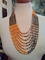 VINTAGE-8-ROW-MULTI-STRAND-NECKLACE-DULL-GOLDEN-FINISH-YELLOW-COLOR-BEADS-1