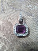 VINTAGE-NECKLACE-CLIP-ON-GOLDEN-SLIDE-ENHANCER-FAUX-AMETHYST-IN-PAVE-SETTING-1
