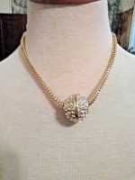 VINTAGE-NECKLACE-GOLDEN-SLIDE-ON-ENHANCER-ROUND-BALL-IN-PAVE-SETTING-1