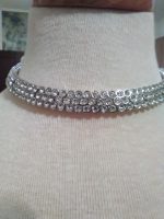 VINTAGE-NECKLACE-PAVE-SPRINGFORM-SILVERTONE-CHOKER-3-ROWS-DAZZLING-RHINESTONES-3