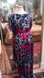 4yds-EXHUBERANT-ANIMAL-PRINT-SATIN-STRIPE-SILK-CHIFFON-TURQ-MAGENTA-BLACK-1