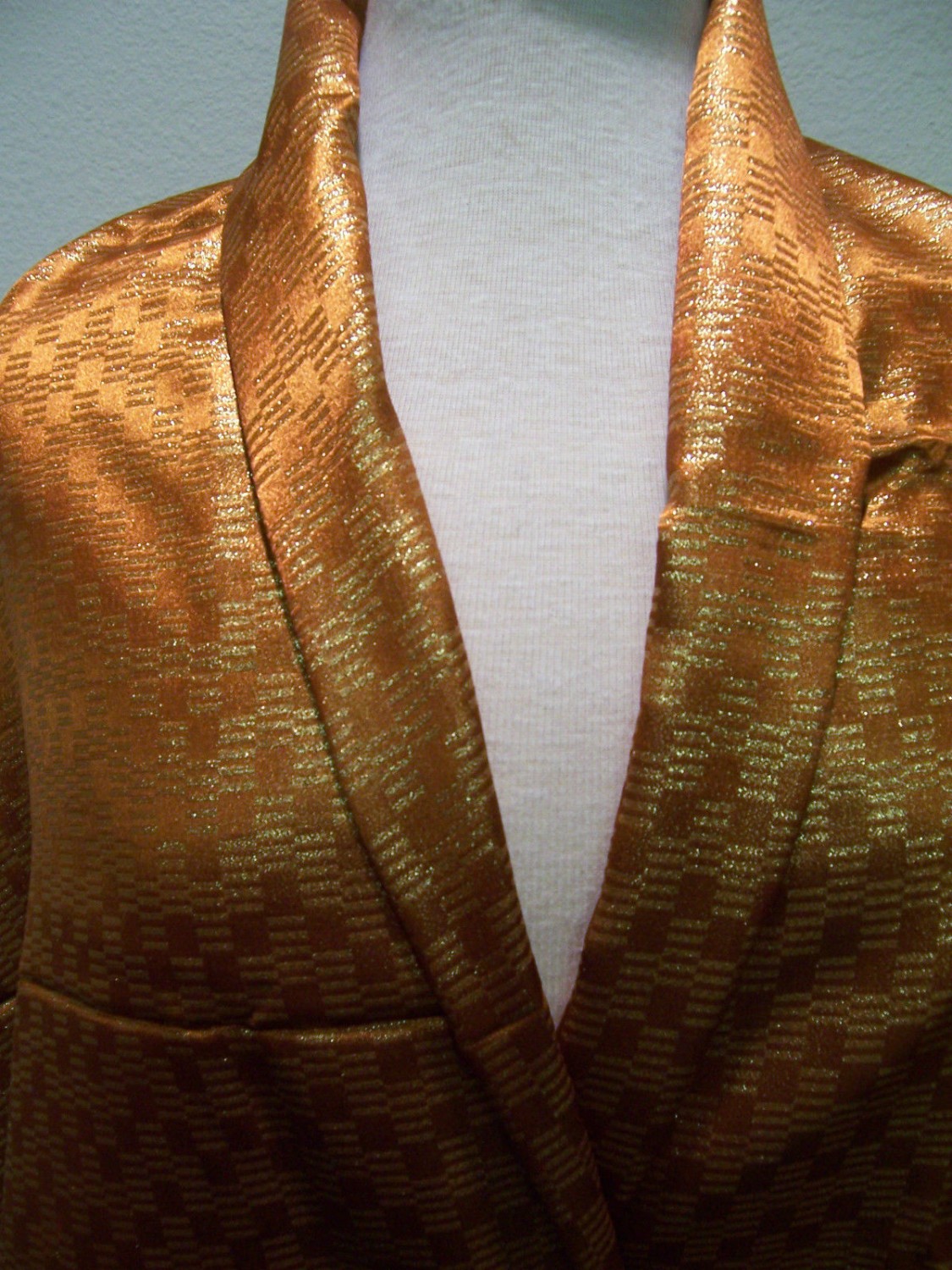 5.4yds-DESIGNER-FABRIC-BRILLIANT-COPPER-SATIN-w-METALLIC-GOLD-BLOCKS-BROCADE-1