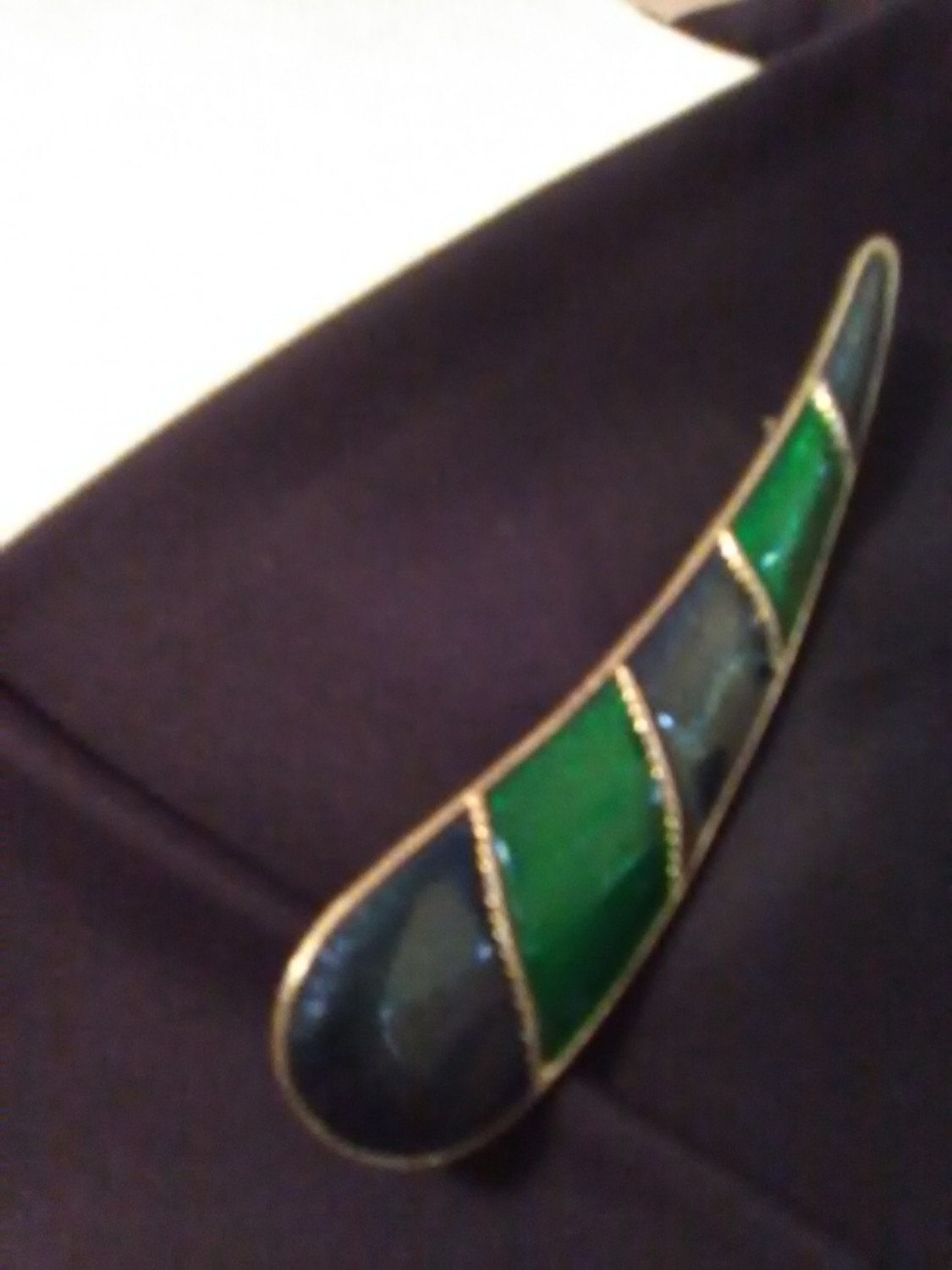VINTAGE-GOLDEN-PIN-BROOCH-BLUE-GREEN-ENAMELLED-SWEEPING-TEARDROP-2