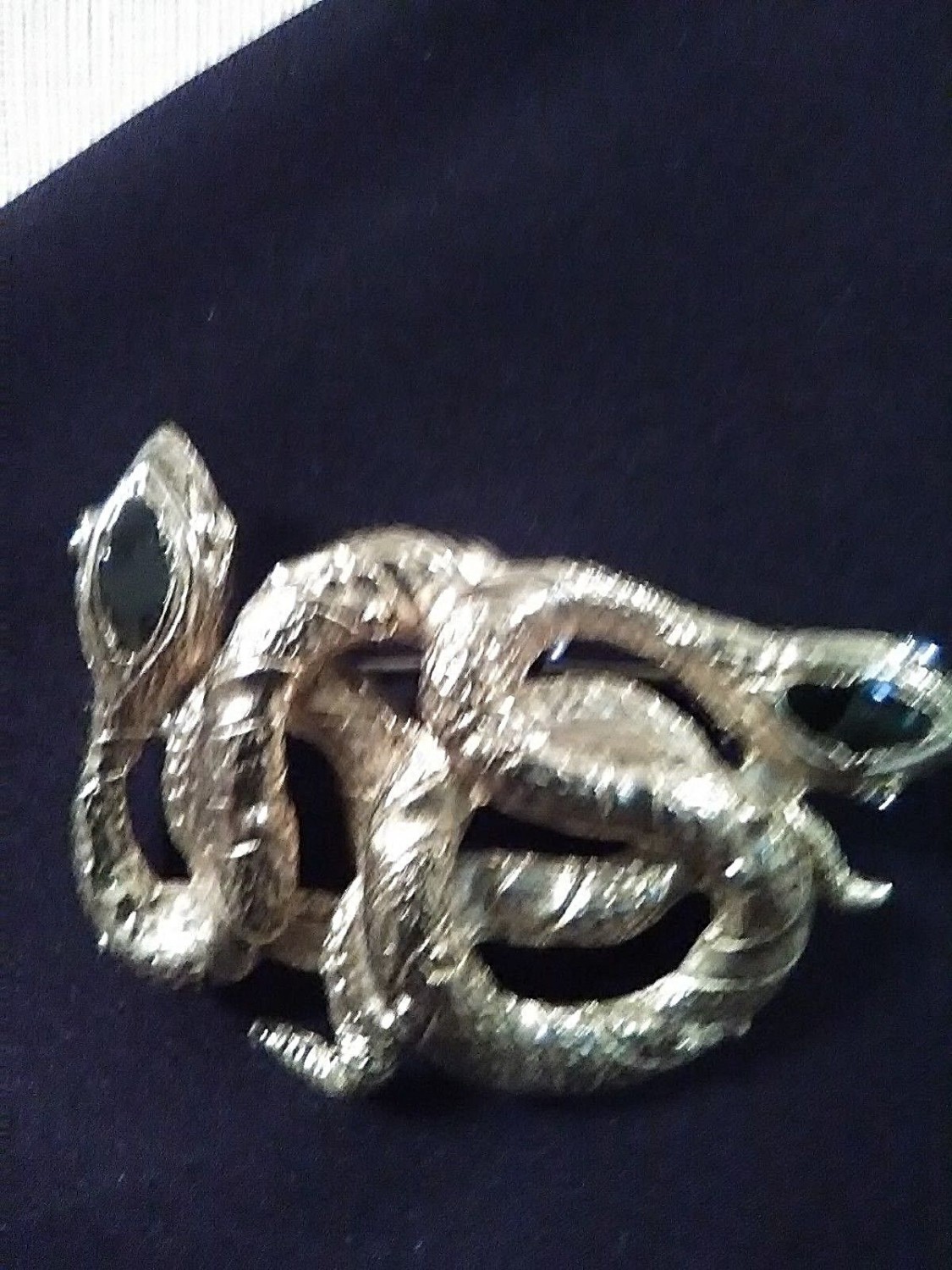 VINTAGE-GOLDEN-PIN-BROOCH-ENAMELLED-ENTWINED-SNAKES-2″-x-1-1