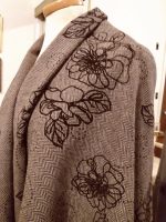 4y-BROWN-WOOL-REVERSIBL-HERRINBONE-W-FLOWERS-WOOL-BLEND-CHI-CHI-DESIGNER-FABRIC-4
