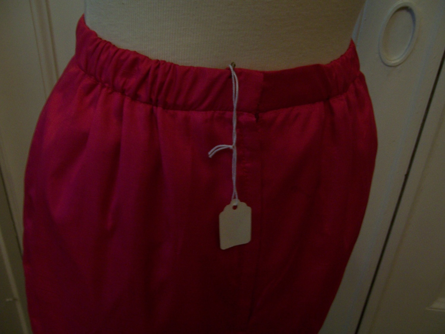 Hot Pink silk interlined lined slim skirt (2)