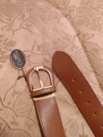 French cognac leather adjstable belt 2